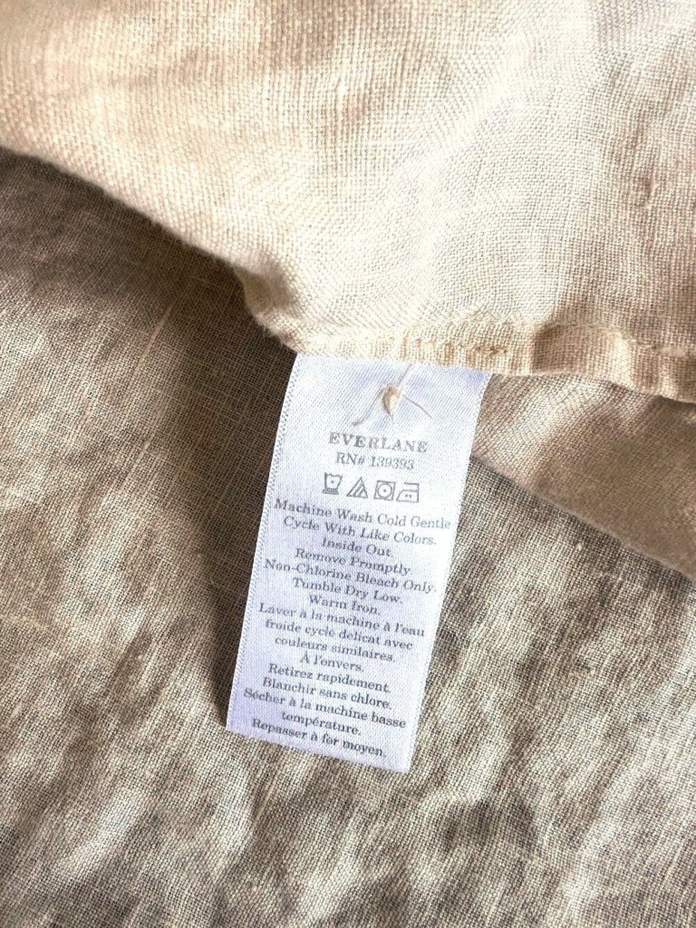 Everlane Linen 3/4 Sleeve Button-Up Blouse, cream, small - Picture 12 of 13